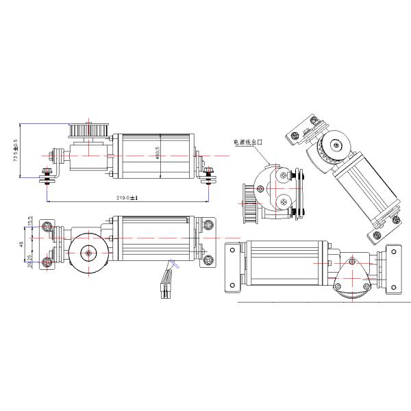 Round Sliding Glass Electric Door Motor 24VDC White Light Brush Less 75 W