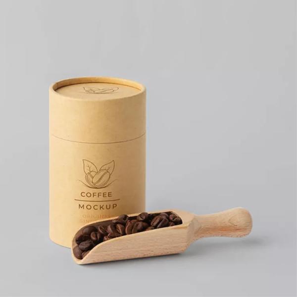 Custom Logo Cylinder Food Packaging , Kraft Paper Tube Packaging For Coffee Bean