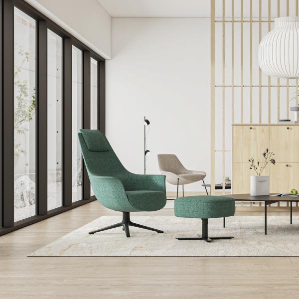 Soft Fabric Supreme Visitor Chair Luxury Office Reclining Chair With Matching Ottoman