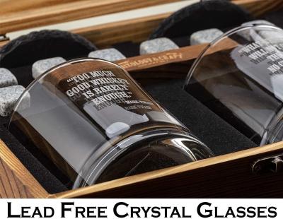 Luxury Wooden Cocktail Box Kit Thanksgiving Whiskey Glass And Stone Set