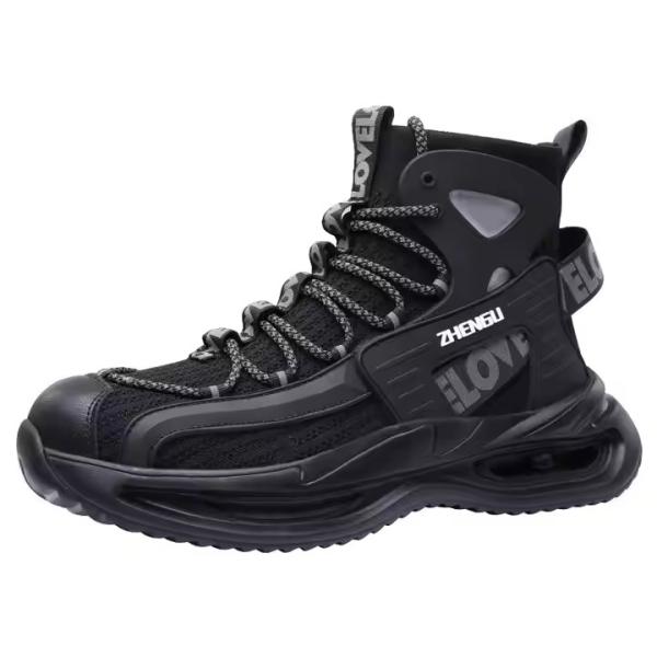EVA Sole Gray/Black Flying Knit Safety Boots OEM Security Work Boots With Steel Toe And Kevlar Midsole