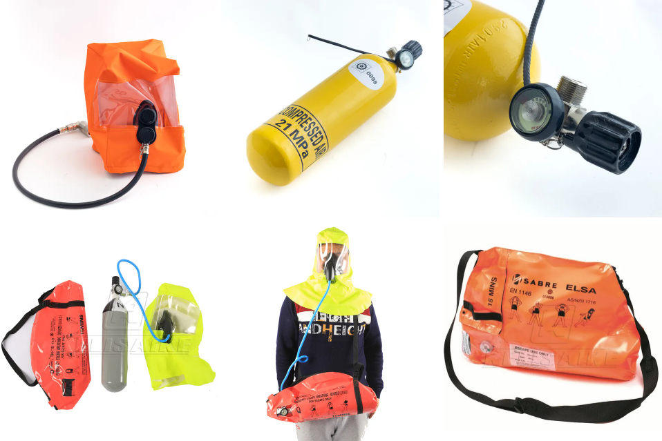 KL99 Marine Emergency Escape Breathing Device EEBD with 20 Minutes Duration 300Bar Working Pressure and Carbon Fiber Air Cylinder