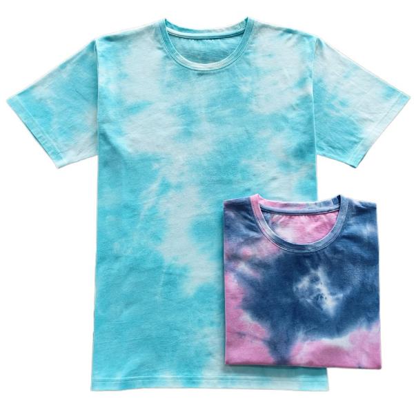 Adults Tie Dye Printing Men's T-shirt with Soft Hand Feel and 100% Cotton Fabric