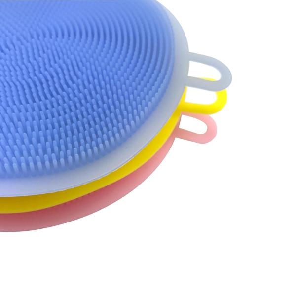 Flexible Bristles Silicone Kitchen Brush Sponge Reach Almost Any Corner