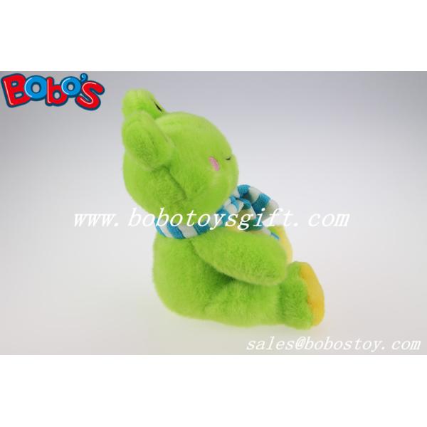 Lovely Cute Baby Stuffed Green Frog Animal With Blue Scarf