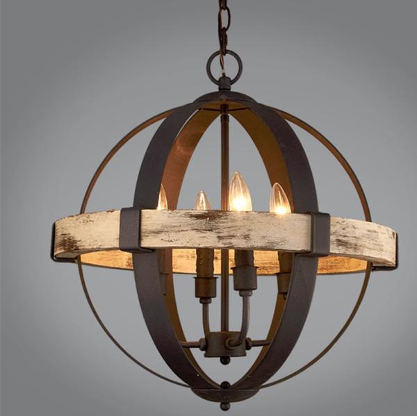 American country chandelier restaurant clothing store loft wrought iron cafe globe pendant light(WH-VP-101)