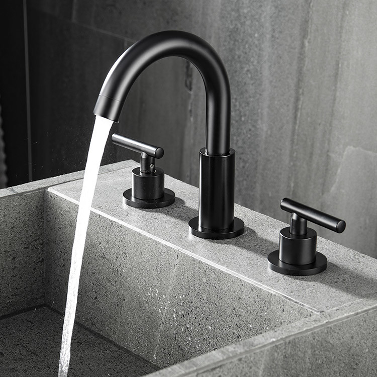 Faucet Centerset черноты штейна Faucet раковины Bathroom 8In широко распространенный