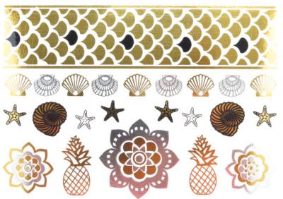 Gold foil silve foil, black foil metallic temporary tattoo, High quality OEM tattoo.