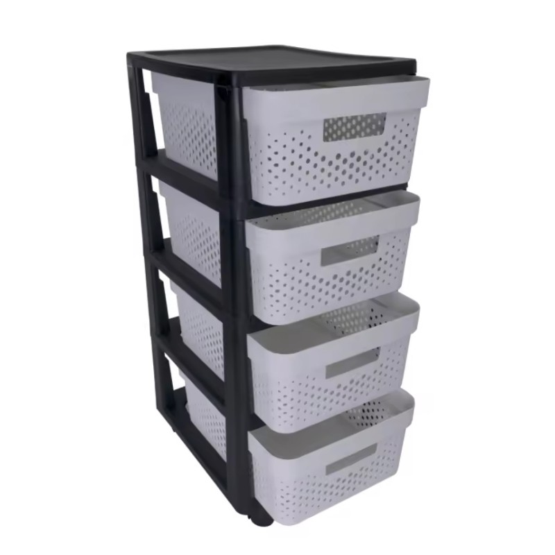 Custom Logo 4 Tier Plastic Storage Drawers Durable Push Pull Design Affordable
