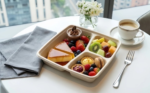 Eco Disposable Biodegradable Sugarcane Trays Bagasse Chip Tray With Lid