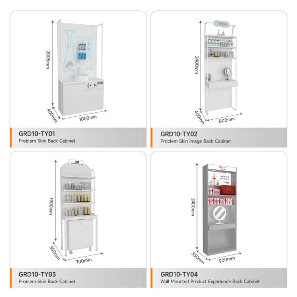 小売店スタンド グレー 木製 経験テーブル オーダーメイド 店舗のフィッティングとスペース節約 ショップスタンド