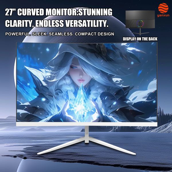 HDR 27 Inch Curved Monitor 1920x1080 180Hz IPS 1ms GTG 99 Percent sRGB FreeSync Compatible Eye Care Ring RGB Glow Sleek Contours Gaming Screen