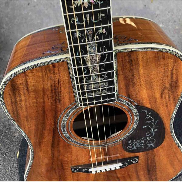 KOA wood classic acoustic guitar,Life tree Ebony Fingerboard,Abalone inlays and binding,China 41 inchs acoustic