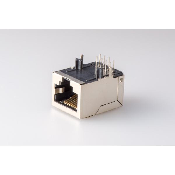 Shield Side Entry Female RJ45 Network Connector , 8p8c Telecom PCB Jack ( RoHS )