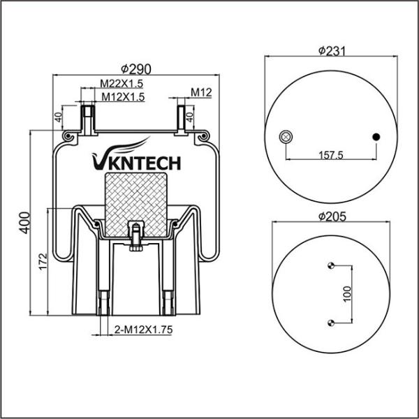 Поршень 4157NP05 W01-M58-7074 запасных частей системы подвеса езды воздуха подвеса 1R11-106 варочного мешка природного каучука пластиковый