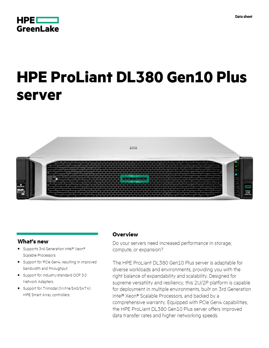 высокопроизводительный Dl380 Gen11 Hpe Rack Server6 Core Процессор Intel Xeon