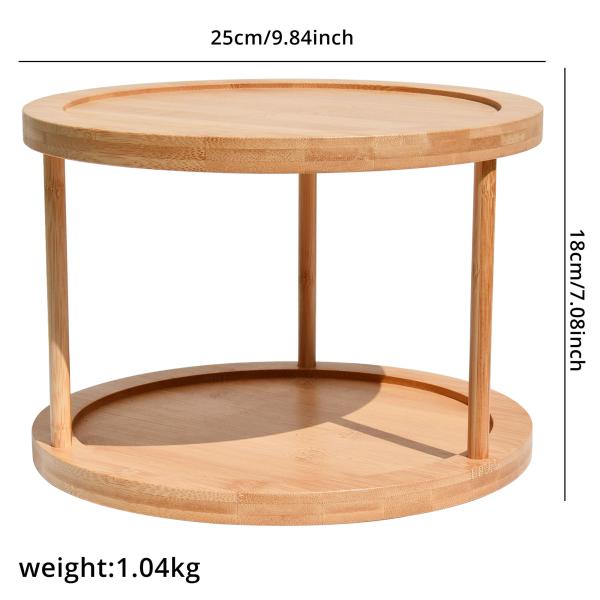 Bathroom Bamboo Cosmetic Organizer Storage 360 Rotation Multifunctional