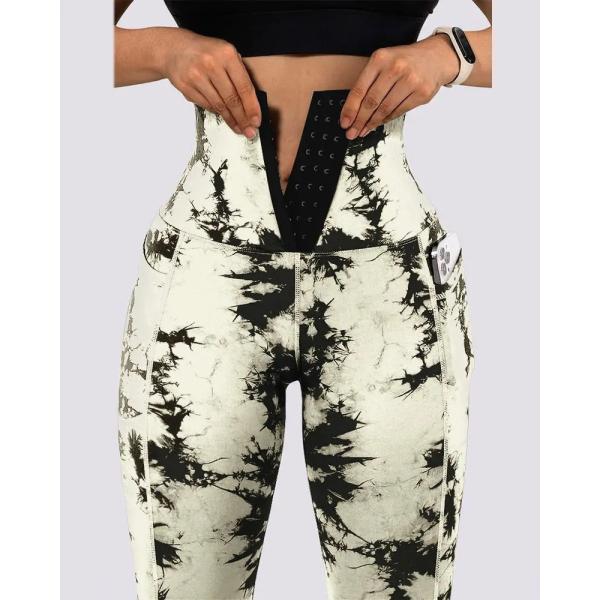 Спортивные леггинсы для бега с высокой талией и контролем живота, колготки для йоги, спортивные штаны, окрашенные в галстук