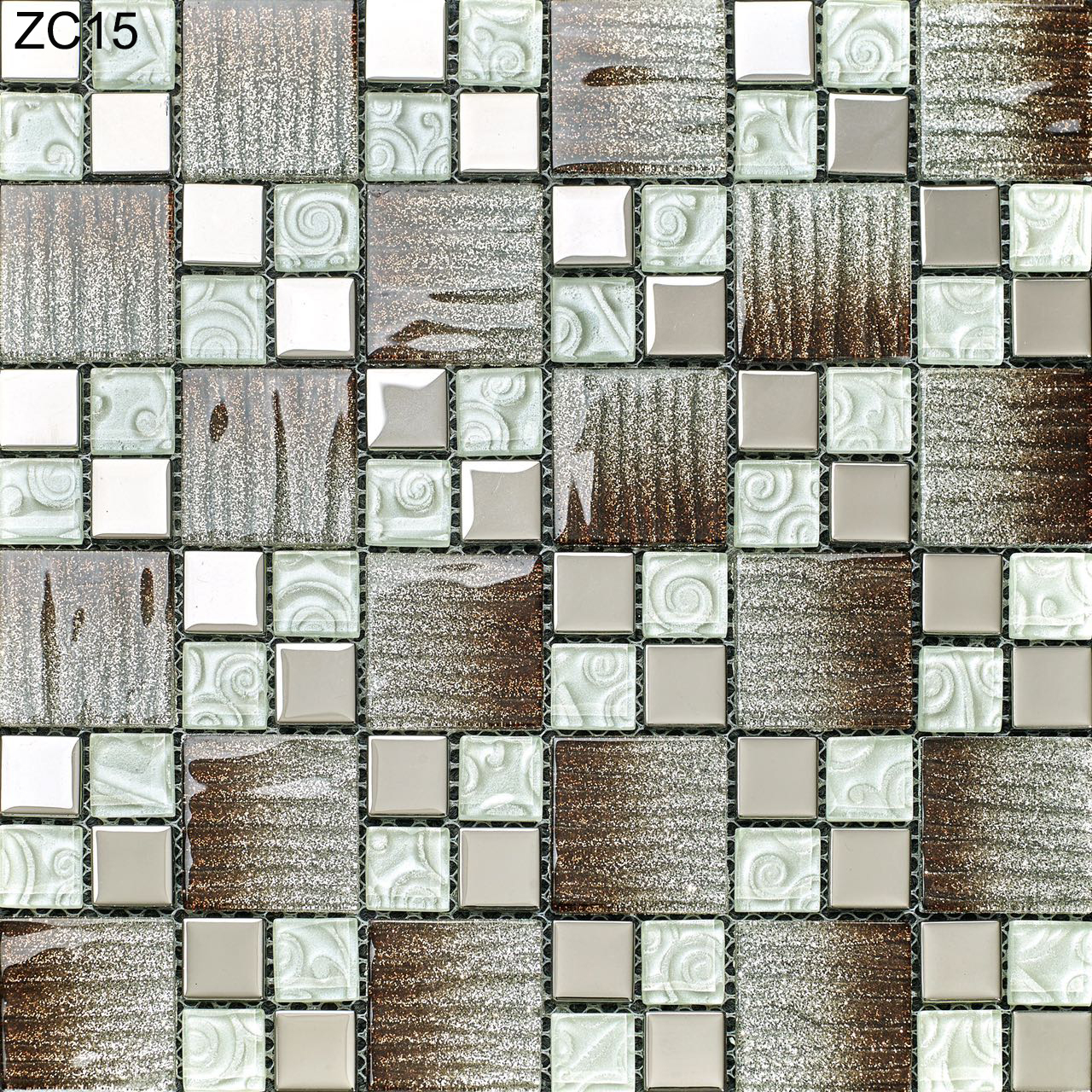 Stain-resistant and Decorative Bright Glass and Metal Wall Swimming Pool Mosaics For Renovation