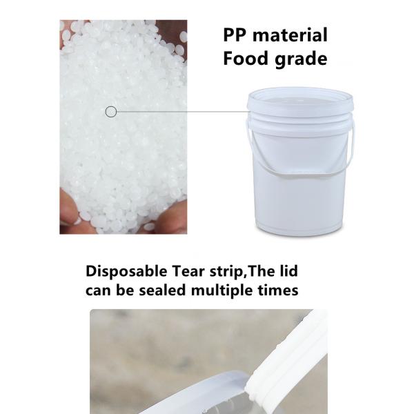 Поставленная круглая пластиковая ведра объемом 4 л для упаковки химической жидкости и образца