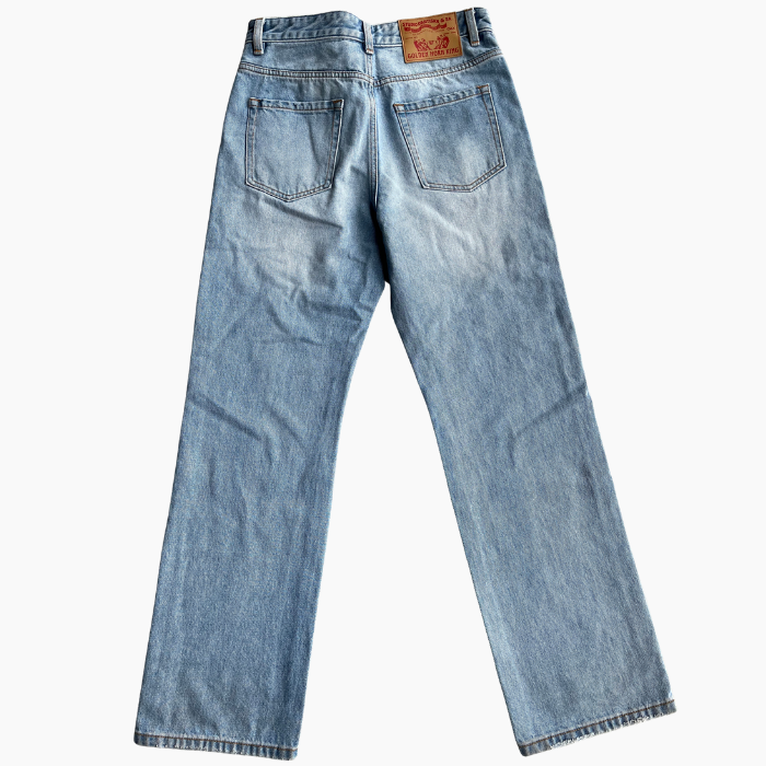 Pre Shrunk Soft Denim Wide Leg Jeans Reinforced Stitching Soft Wide Leg Jeans Faded Wash