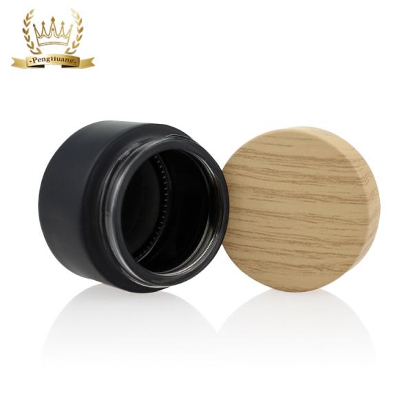 Черное штейновое стекло раздражает косметическую упаковывая завинчивую пробку цвета набора 50g бамбуковую