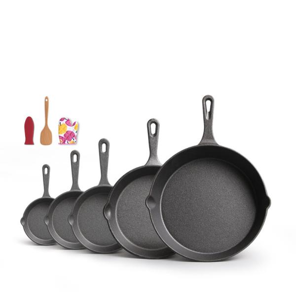 Non-stick Pre-seasoned Cast Iron Skillet Black Sustainable Cookware for Outdoors