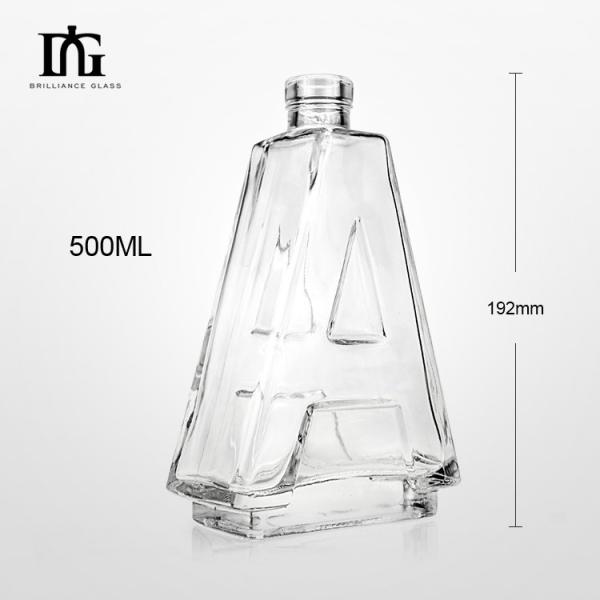 Body Material Glass Unique Custom A Shape Clear Glass Spirit Drink Bottle 500ml 700ml