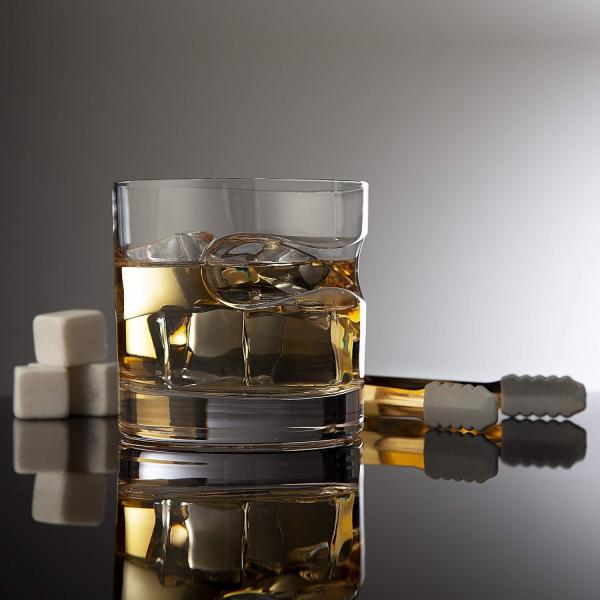 Cigar Whiskey Glass Wooden Gift Box, Old Fashioned Glass, Cooling Whiskey Stones and Tongs Bar Wood Box