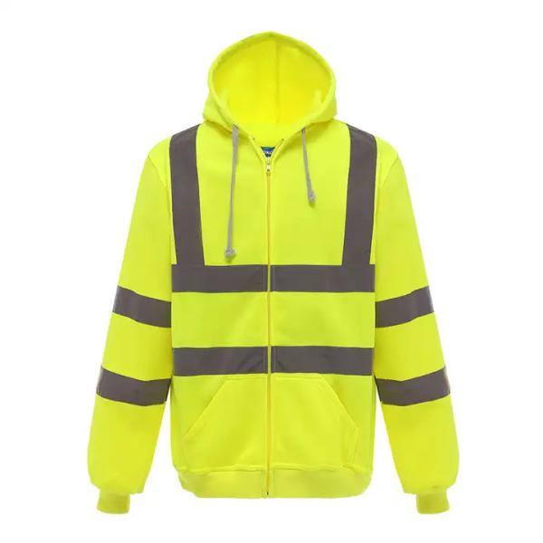 Construction Site Long Sleeve Plus Fleece Zipper Reflective Hoodie Outdoor Highlight Safety American Size Cardigan Coat