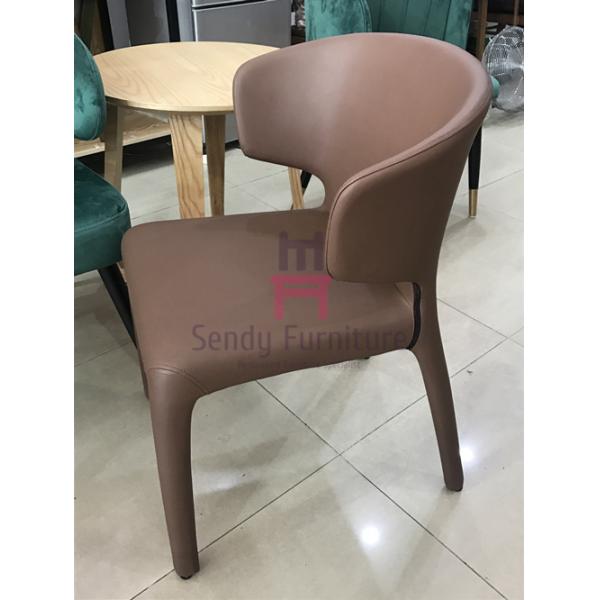 Contemporary Style Leather Dining Chairs With Brown / Black / Gray Color