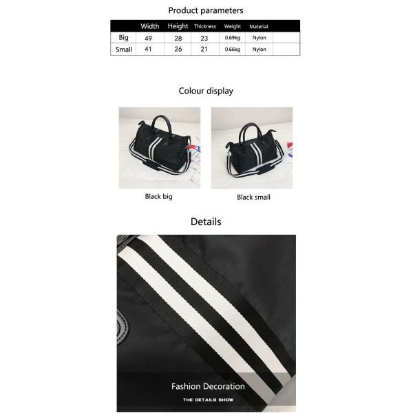 Black Mens Sports Duffle Bag Nylon Gym Duffle Bag With Shoe Compartment