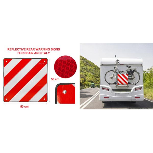 500x500 Reflective Motorhome Rear Warning Sign Aluminium Bike Rack Warning Sign