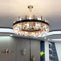 E14 Luxo Lustres de cristal modernos Decoração de couro à prova de ferrugem Lâmpada de pingente preta