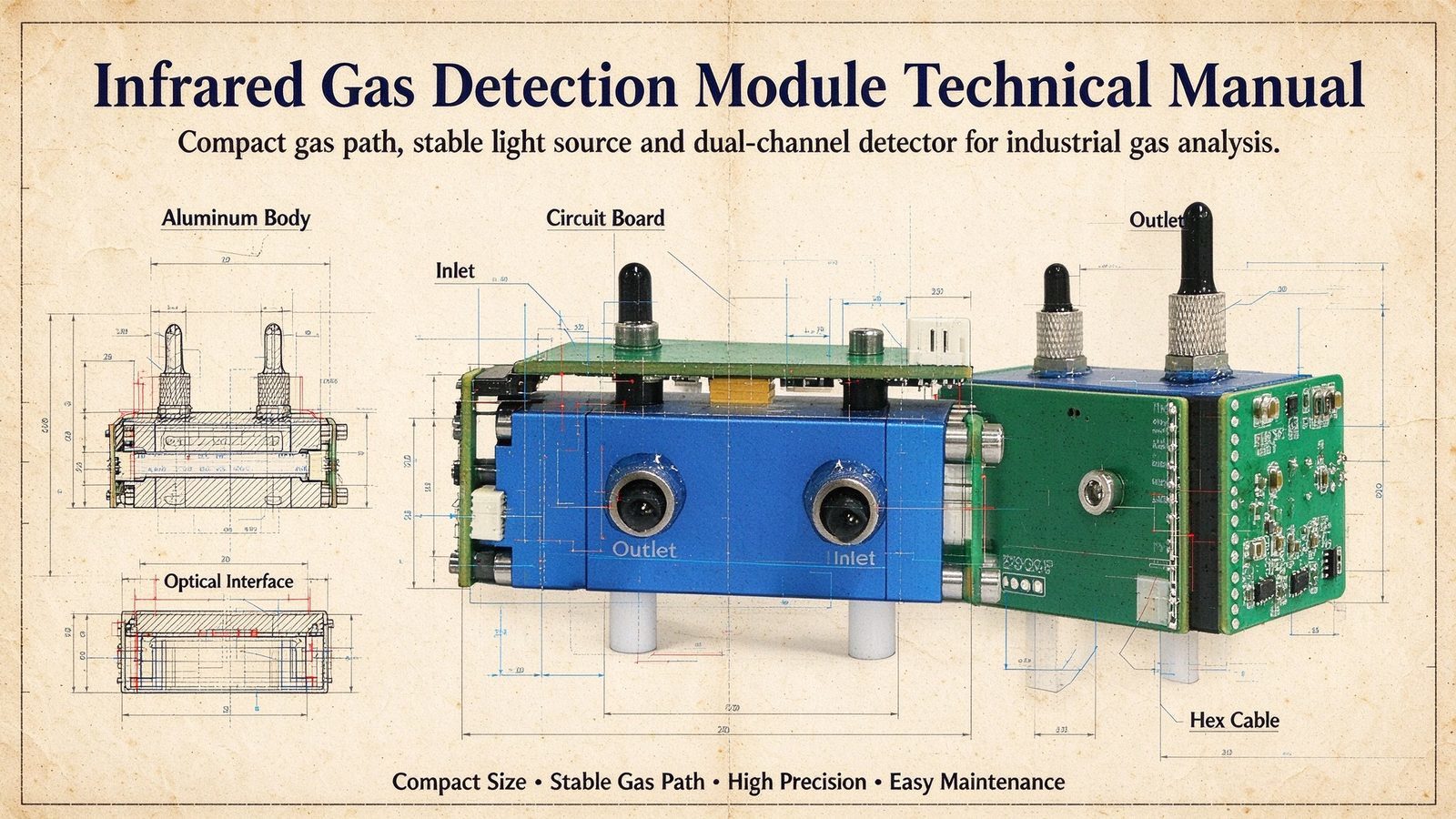 NDIR Multi Gas Detector Module For CO CO2 CH4 C3H8 SF6