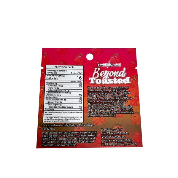 Bottom Open Spot Glossy UV Print Foil Coated Flat 1g Custom Mylar With Hanging Hole For Weed Cookies Candies
