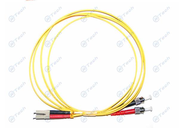 Yellow Color Fiber Optic Jumper 9/125um Duplex LC-ST PVC Cable 100% Product Testing