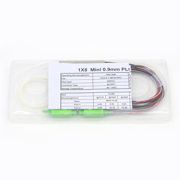 тип 0.9mm трубки gpon 1x8 поставки фабрики стальной 1m с splitter PLC оптического волокна соединителей SC/APC оптически