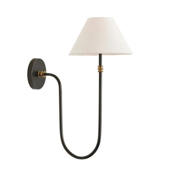 Retro Balcony Rural Bedroom Bedside Study Fabric Lampshade Collins Wall Light(WH-OR-261)