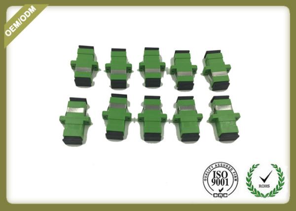 Green Color SC APC Plastic Fiber Optic Adapter Coupler With Ceramic Sleeve