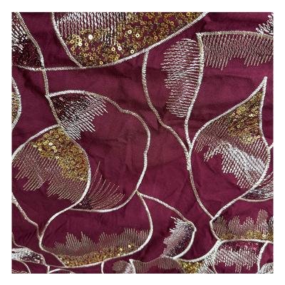 Afrian Flannel Flower Peacock Embellished Shiny Bling Bling Spangle Lace Bead Hand Sequin Embroidery Fabric