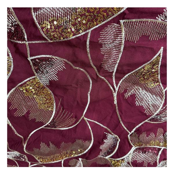 Afrian Flannel Flower Peacock Embellished Shiny Bling Bling Spangle Lace Bead Hand Sequin Embroidery Fabric