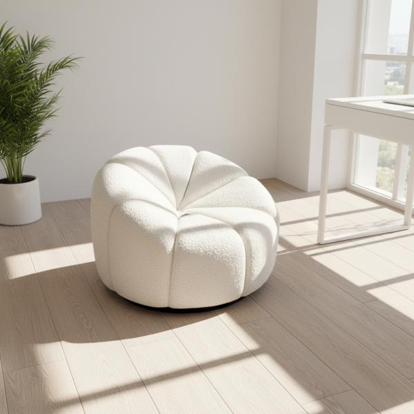 Single Seat Lazy Recliner Sofa with Pumpkin Design Small Comfy Accent Chair for Bedroom or Living Room Filled with Sponge