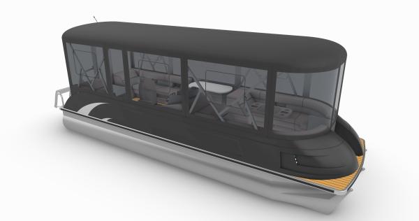 Customizable 25ft Fiberglass Pontoon Boat 12-15 People With Swim Ladder