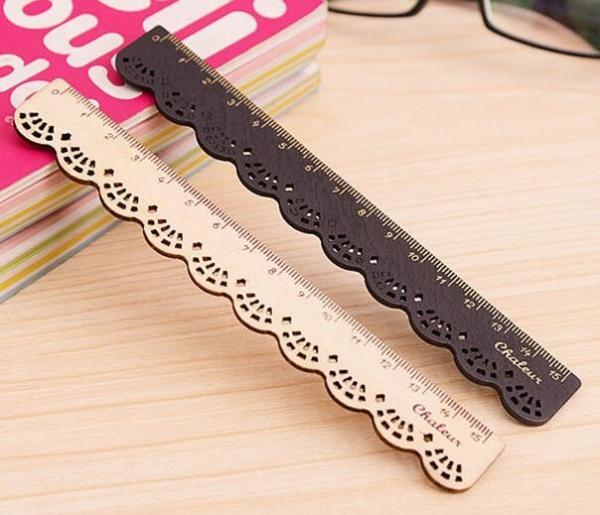 Best Promotion student gift DIY creative stationery cartoon retro vintage lace shaped Personalized ruler school kid wood