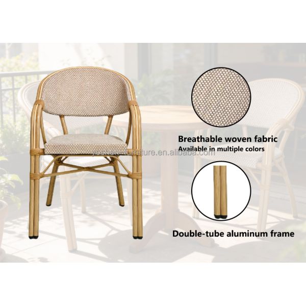 Yoshen French Style Garden Chair Faux Bamboo Frame with Sling Fabric Seat for Outdoor Patio