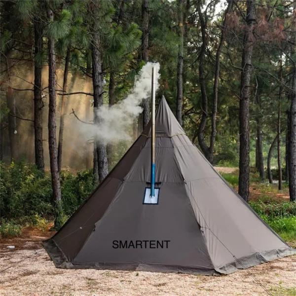 70D Ripstop Polyester Outdoor Camping Tent Windproof Double Layer Shelter With Stove