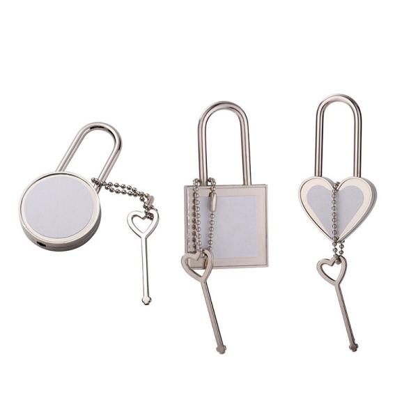Cerradura de amor de sublimación de metal en blanco con llave de sublimación personalizada