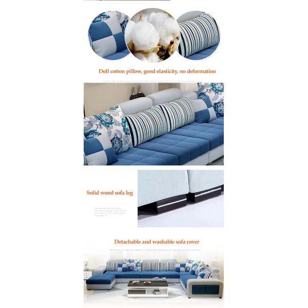 Crushed Velvet Fabric Custom Sofa Bed Leather Border  Living Room