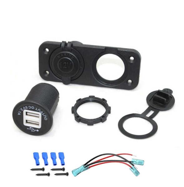 15W Dual QC2.0 USB Car Charger 12-24V Waterproof Car Mobile Charger